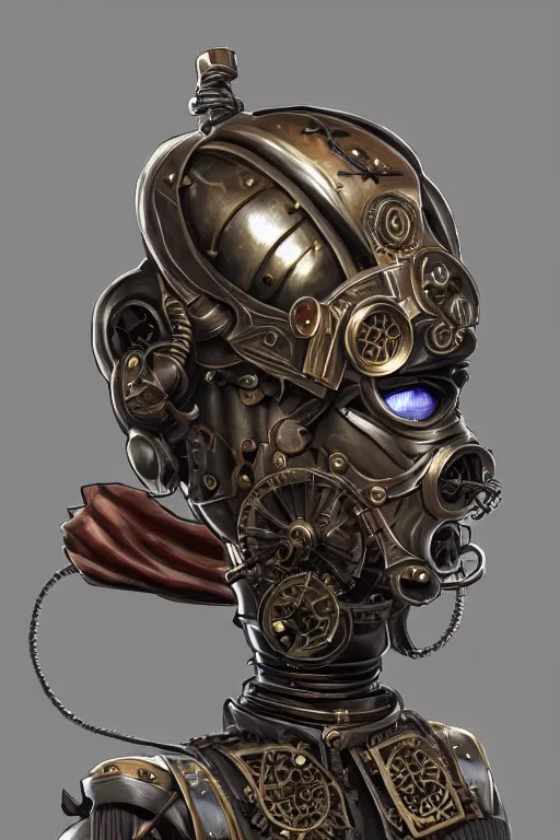 Image similar to steampunk helmet fantasy art mask robot ninja stylized digital illustration sharp focus, elegant intricate digital painting artstation concept art global illumination ray tracing advanced technology chaykin howard and campionpascale and cooke darwyn and davis jack