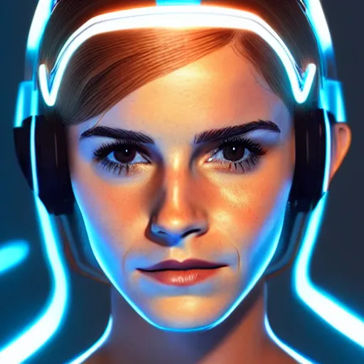 Prompt: emma watson in tron legacy ( 2 0 1 0 ), octane render, by artgerm