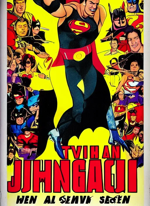 Image similar to an 8 0's john alvin superhero movie poster starring steven seagal as the character fat batman