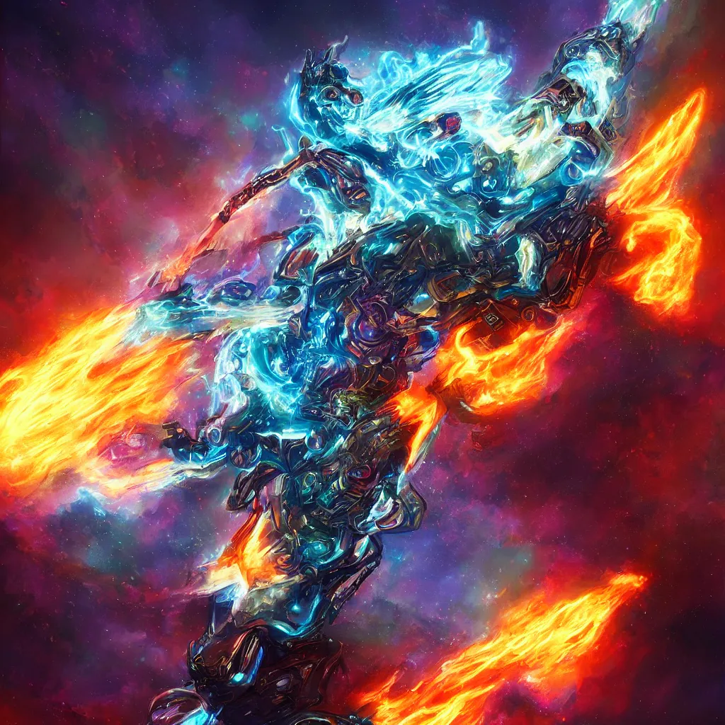 Prompt: cosmic ghost rider, fantasy art, digital painting, cinematic shot