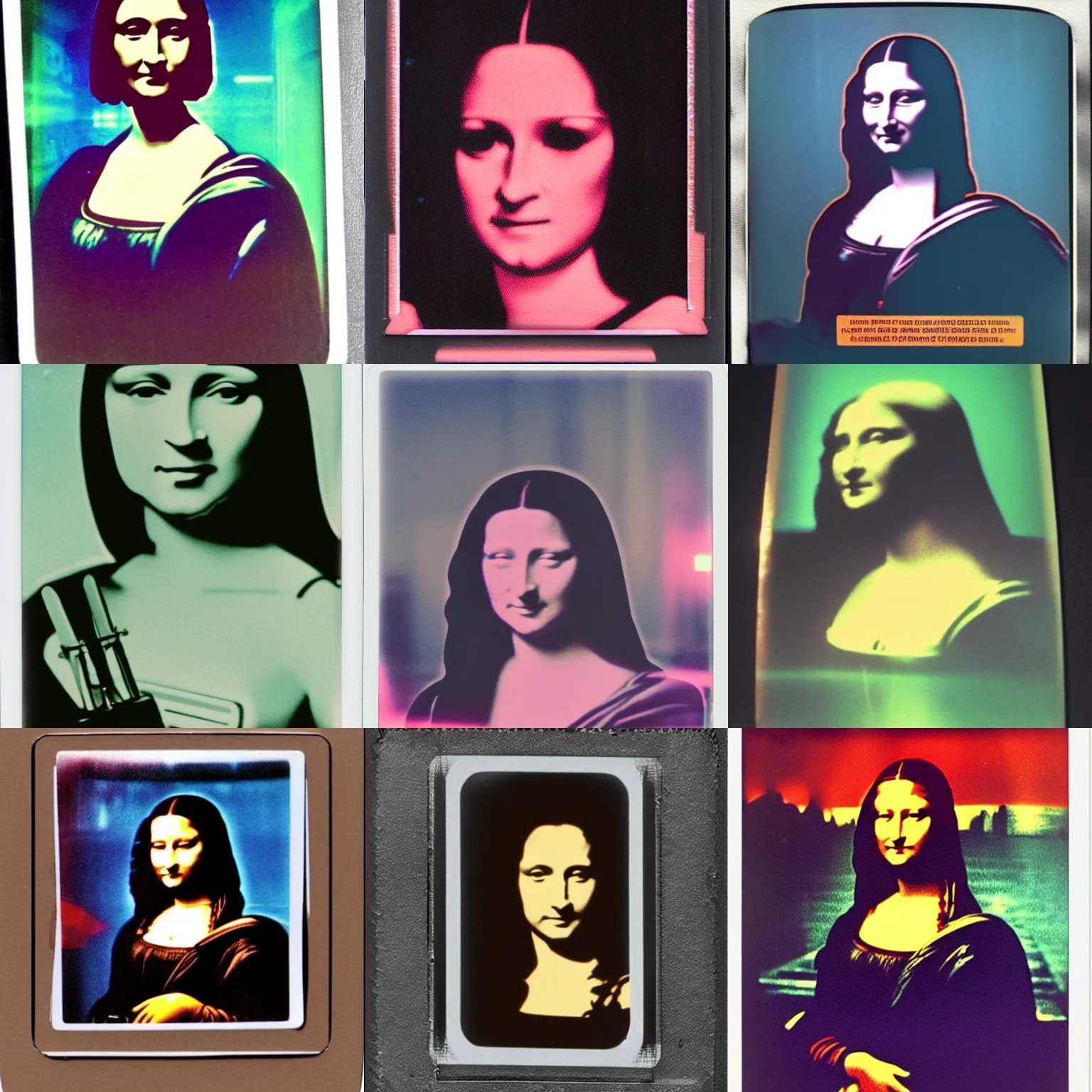 an aesthetic polaroid hologram of monalisa from blade | Stable ...