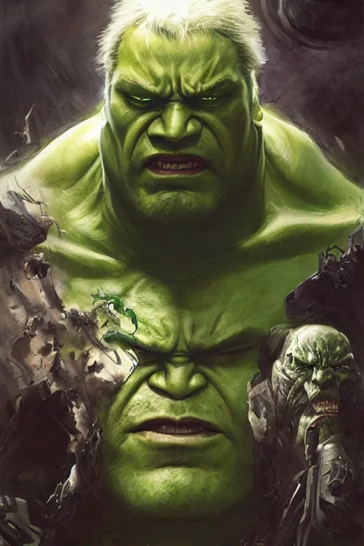 Image similar to Angry Keanu Reeves as green Hulk, marvel, dark, intricate, highly detailed, smooth, artstation, digital illustration by Ruan Jia and Mandy Jurgens and Artgerm and Wayne Barlowe and Greg Rutkowski and Zdislav Beksinski