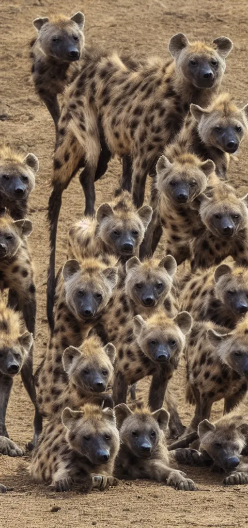 Prompt: a group of hyenas