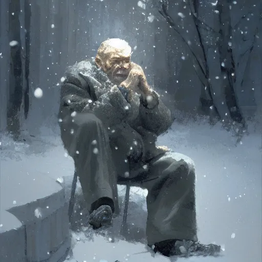 Prompt: Old Russian man in the snow, artwork by Craig Mullins,Movie poster, detailed, trending on artstation