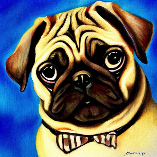 Image similar to A cute pug painted by Jana Schirmer