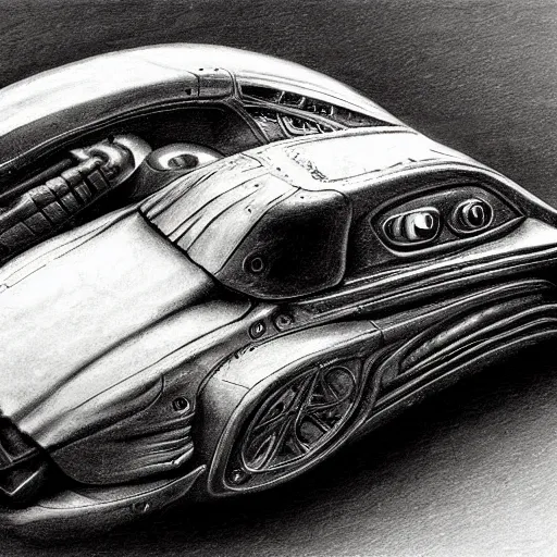 Image similar to car, by giger, realistic, detailed