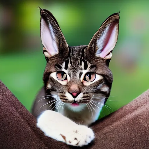 Image similar to a feline bunny - cat - hybrid, animal photography