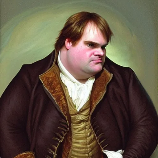 Image similar to chris farley as an 1 8 th century nobleman, painted by john everett millais