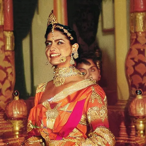 Image similar to An Indian Princess on the day of her coronation wearing elegant traditional Indian clothing, intricate, detailed, award winning,