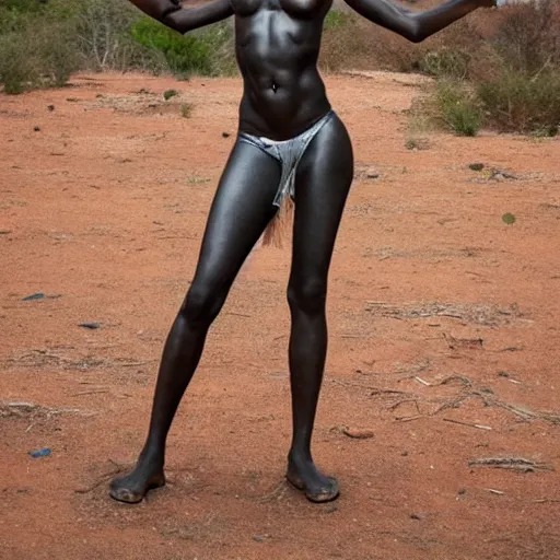 Image similar to beautiful African female cyborg with ultra realistic body sculpted by Richard Serra from Venus
