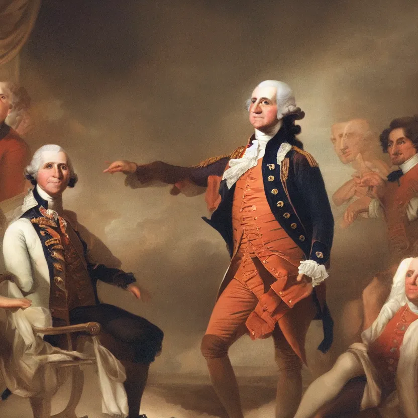 Prompt: retro George Washington with afro disco dancing