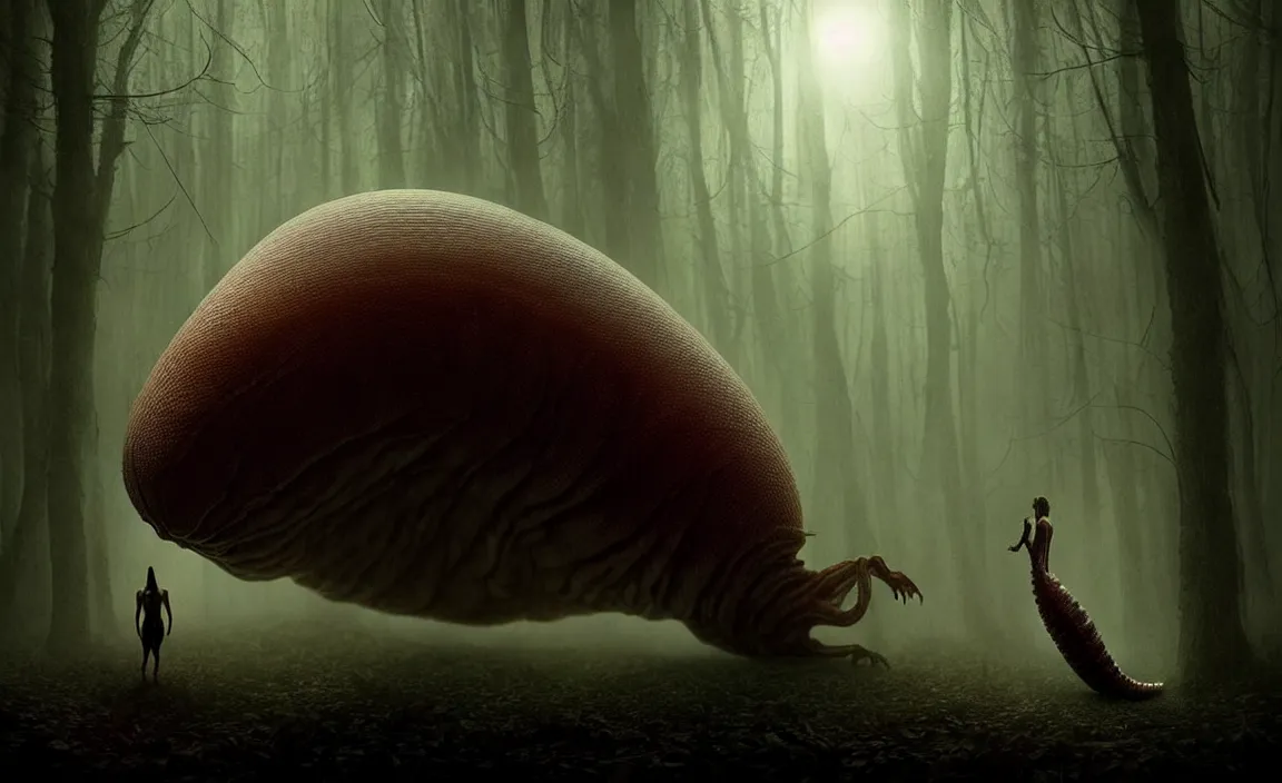 Image similar to epic professional digital art of hungry alien like giant slug, eerie atmospheric lighting, painted, detailed, dynamic lighting, foreboding, by leesha hannigan, wayne haag, reyna rochin, ignacio fernandez rios, mark ryden, iris van herpen, hdr, 8 k, epic, stunning, gorgeous, much wow, cinematic, masterpiece