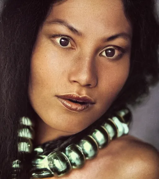 Prompt: vintage_closeup portrait_photo_of_a_stunningly beautiful_inuit_woman with amazing shiny eyes, hyper detailed by Annie Leibovitz