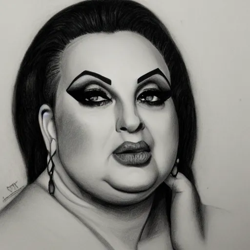 Image similar to a portrait of divine, pencil drawing