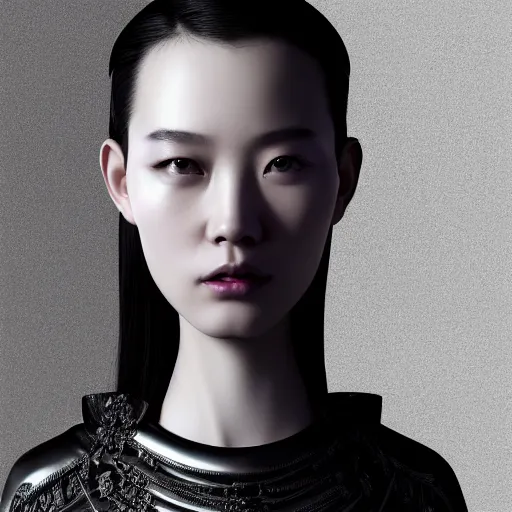 Prompt: closeup portrait of a sophisticated, fashionable cyberpunk young chinese woman, rich queen, ruler of the world, medium length straight hair, high tech jewelry, an ultrafine hyperdetailed illustration by irakli nadar, matt wisniewski style, intricate linework, porcelain skin, unreal engine 5 highly rendered, global illumination, radiant light, detailed and intricate environment