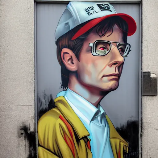 Image similar to Street-art portrait of Marty McFly from back to the future movie in style of Etam Cru