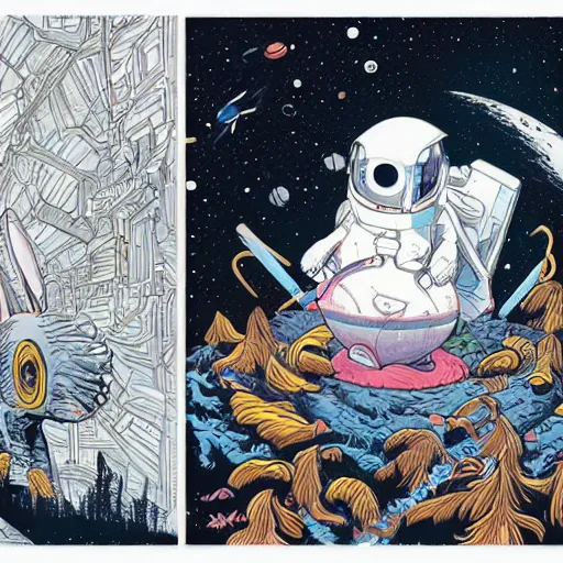 Image similar to A lost sci-fi rabbit, space rabbit, interstellar black hole, by James Jean And WLOPPRO