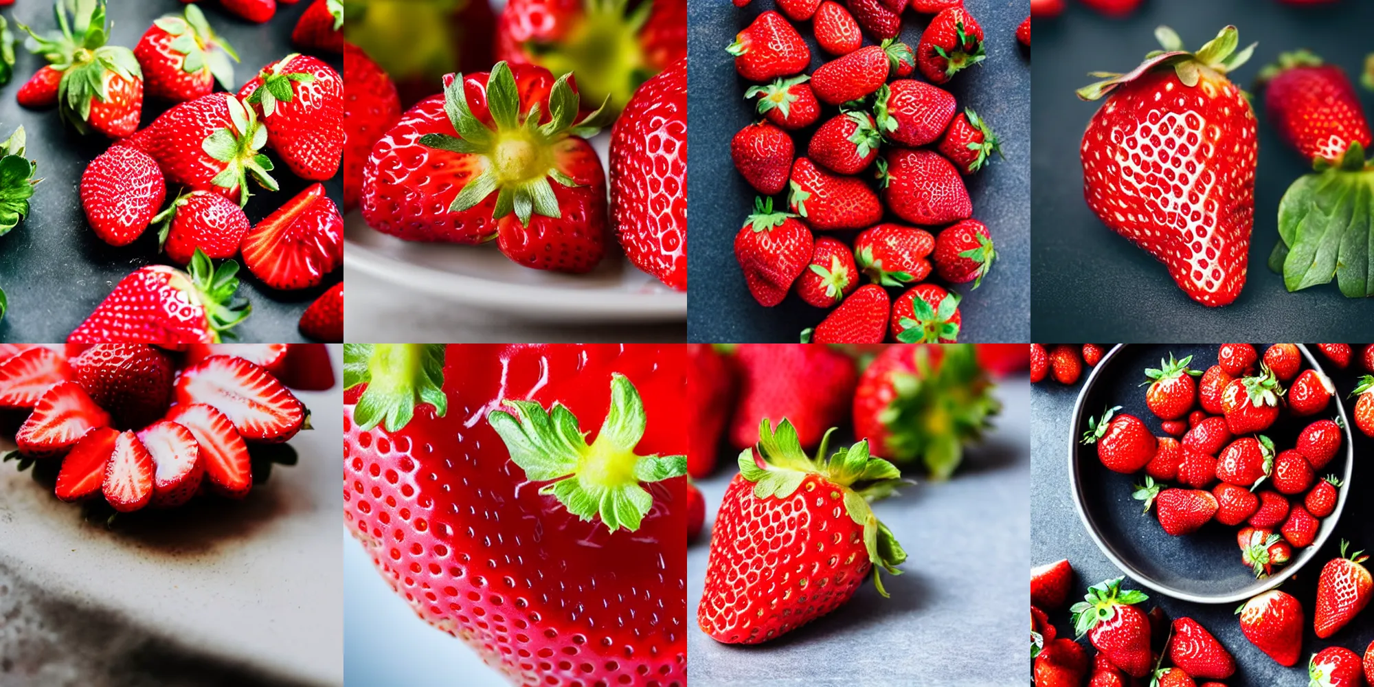 Prompt: closeup of a strawberry, food photography