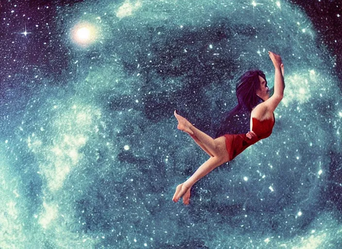 Image similar to falling girl into the cosmos, kieth thomsen