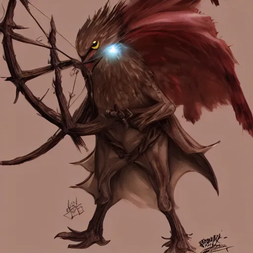 Prompt: Spearow, small sparrow in style of Bloodborne. Concept art, cosmic horror, body horror, ArtStation.