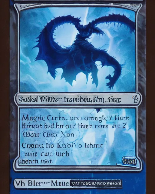 Image similar to magic the gathering blue creature card