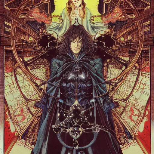 Image similar to portrait of crazy merlin, symmetrical, by yoichi hatakenaka, masamune shirow, josan gonzales and dan mumford, ayami kojima, takato yamamoto, barclay shaw, karol bak, yukito kishiro