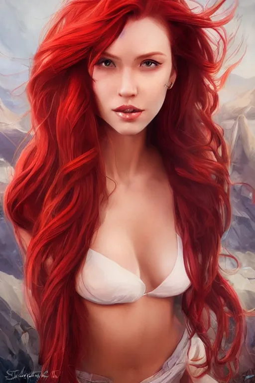 Prompt: a gorgeous female with long red hair in the style of stefan kostic, realistic, full body, sharp focus, 8 k high definition, insanely detailed, intricate, elegant, art by stanley lau and artgerm