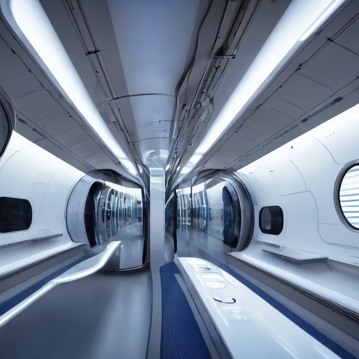 Image similar to futuristic train designed by apple, natural light, detailed, canon eos c 3 0 0, ƒ 1. 8, 3 5 mm, 8 k, medium - format print, blue light accents