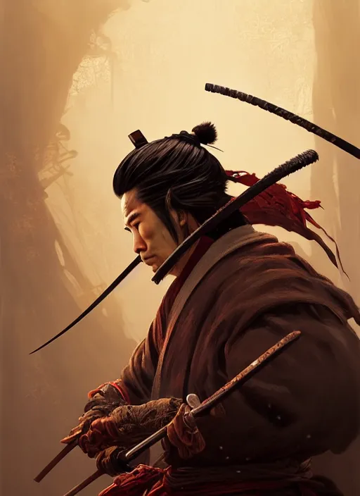 Prompt: Highly detailed portrait of sekiro samurai, Stephen Bliss, unreal engine, fantasy art by Greg Rutkowski, Loish, Rhads, ferdinand knab, Makoto Shinkai and Lois van baarle, ilya kuvshinov, rossdraws, Tom Bagshaw, alphonse mucha, global illumination, radiant light, detailed and intricate environment