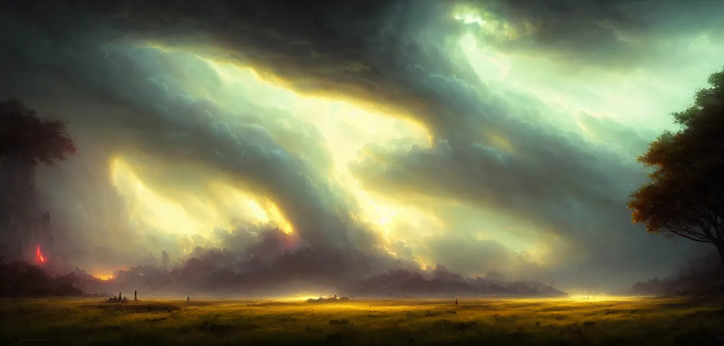 Prompt: Tornado, concept art, low angle, high detail, warm lighting, volumetric, godrays, vivid, beautiful, trending on artstation, by Jordan grimmer, huge scene, grass, art greg rutkowski