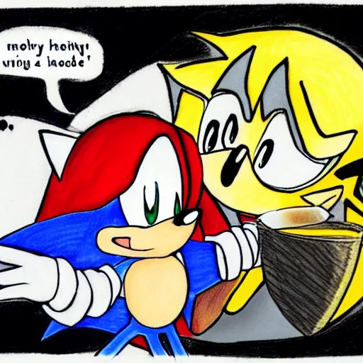 Image similar to Sonic Saying a goodnight story to amy who is in love with him resting in bed as Sonic gives her chicken noodle soup and kisses her on the forehead detailed drawing trending on deviant art.