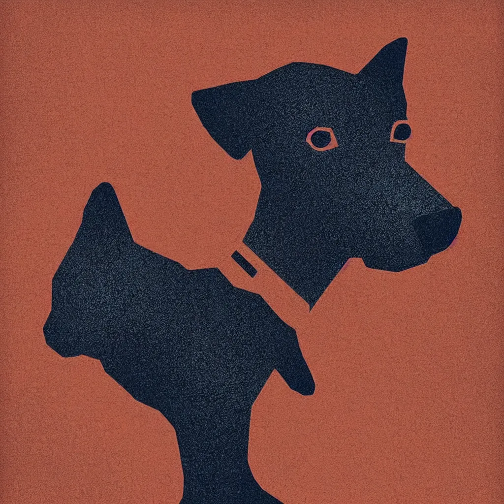 Image similar to dog meme by, mads berg, karolis strautniekas, film noir, stippled light, dramatic lighting, editorial illustration, detailed, fine texture, matte print, art deco, brutalism, dark blue + dark orange, red, black, ( ( habitat 6 7 background ) )