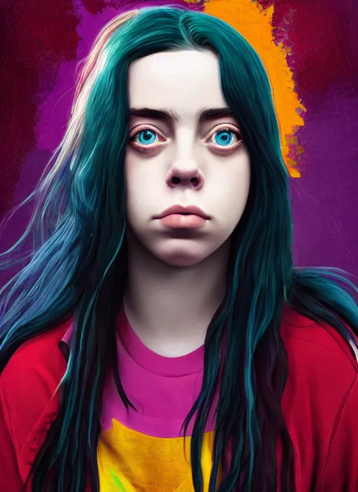 Image similar to Portrait of Billie Eilish in the style of 3D animated movies, Pixar, Dreamworks, 4K