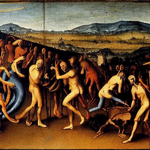 Image similar to painting of hell early flemish art