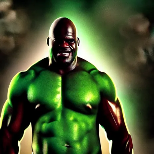 Image similar to if Shaq O'Neil was the hulk, cinematic, epic, cool, photo realistic, 4k, high detail