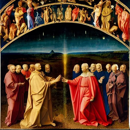 Image similar to creation of the universe by Hubert van Eyck and Jan van Eyck