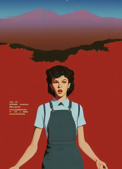 Prompt: Twin Peaks poster artwork by Michael Whelan, Bob Larkin and Tomer Hanuka, of portrait of Zendaya wearing light blue diner waitress dress, from scene from Twin Peaks, simple illustration, domestic, nostalgic, from scene from Twin Peaks, clean, full of details, by Makoto Shinkai and thomas kinkade, Matte painting, trending on artstation and unreal engine