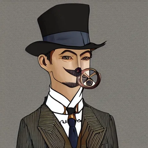 Prompt: a upper body portrait of a deer lord in a pinstriped suit and pants wearing a monocle and a fedora, intricate detail, digital art, trending on artstation