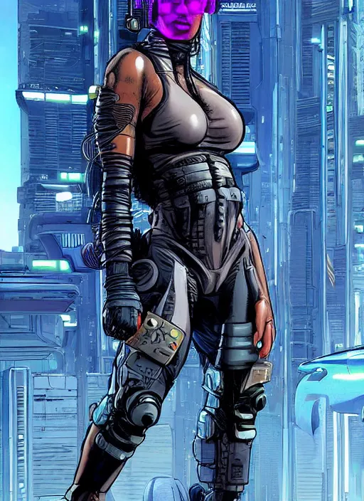 Prompt: sonya igwe. apex legends cyberpunk fitness babe. concept art by james gurney and mœbius.