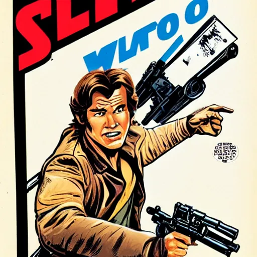 Image similar to han solo holding a pistol by will eisner