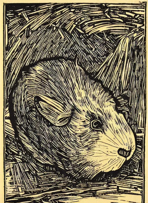 Image similar to guinea pig woodcut print by Samuel Jessurun de Mesquita