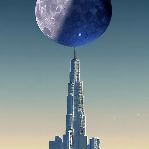 Prompt: Sears Tower on the Moon, digital art, artstation, highly detailed