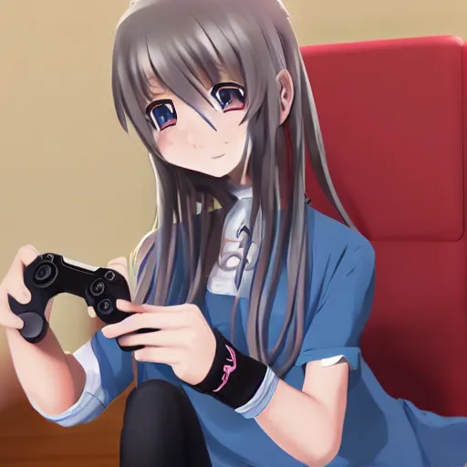 Image similar to anime girl playing video games