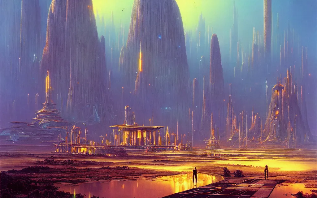 Image similar to a scifi utopian temple, future perfect, award winning digital by bruce pennington art