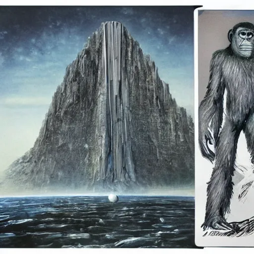 Prompt: 2 0 0 1 a space odyssey monolith, planet of the apes highly detailed concept art