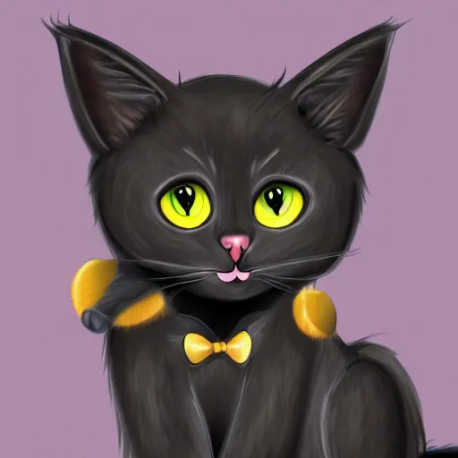 Prompt: black cat furry art