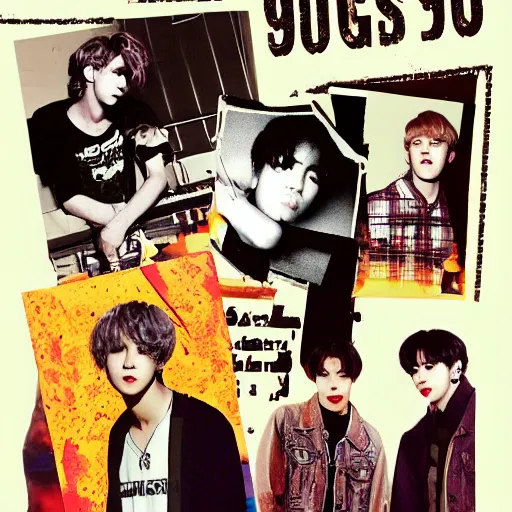 Image similar to 9 0 s grunge concert poster for bts