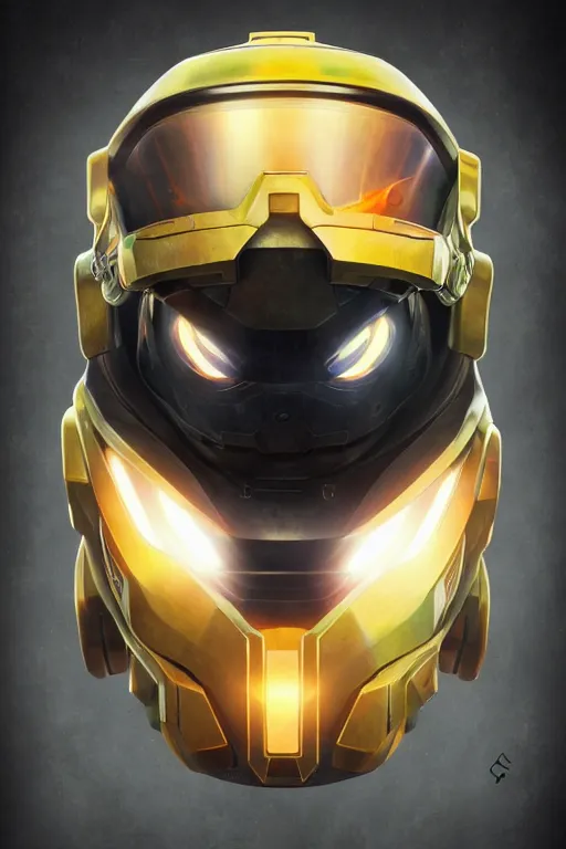 Image similar to robot ninja mask helmet halo master chief radiating a glowing aura global illumination ray tracing hdr fanart arstation by ian pesty and katarzyna da „ bek - chmiel