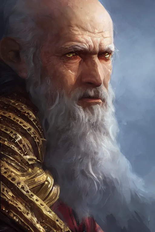 Image similar to dungeons and dragons evil wizard character closeup side profile portrait, dramatic light, dungeon background, 2 0 0 mm focal length, painted by stanley lau, painted by greg rutkowski, painted by stanley artgerm, digital art, trending on artstation