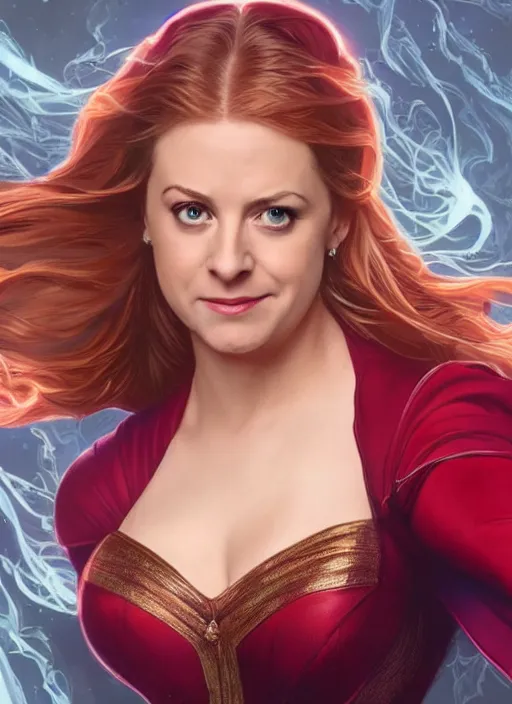 Prompt: melissa joan hart as scarlett witch, 8 k, art by artgerm and greg rutkowski and alphonse mucha, movie screenshot